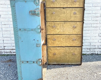 Vintage (likely 1930s) Steamer Trunk Wardrobe