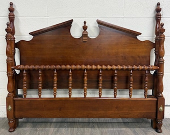 Vintage Convertible Queen OR Full Size Colonial Style Four Poster Pediment Bed