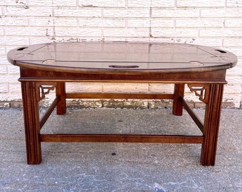 Vintage Large Banded Mahogany Butler's Table by Lane Furniture