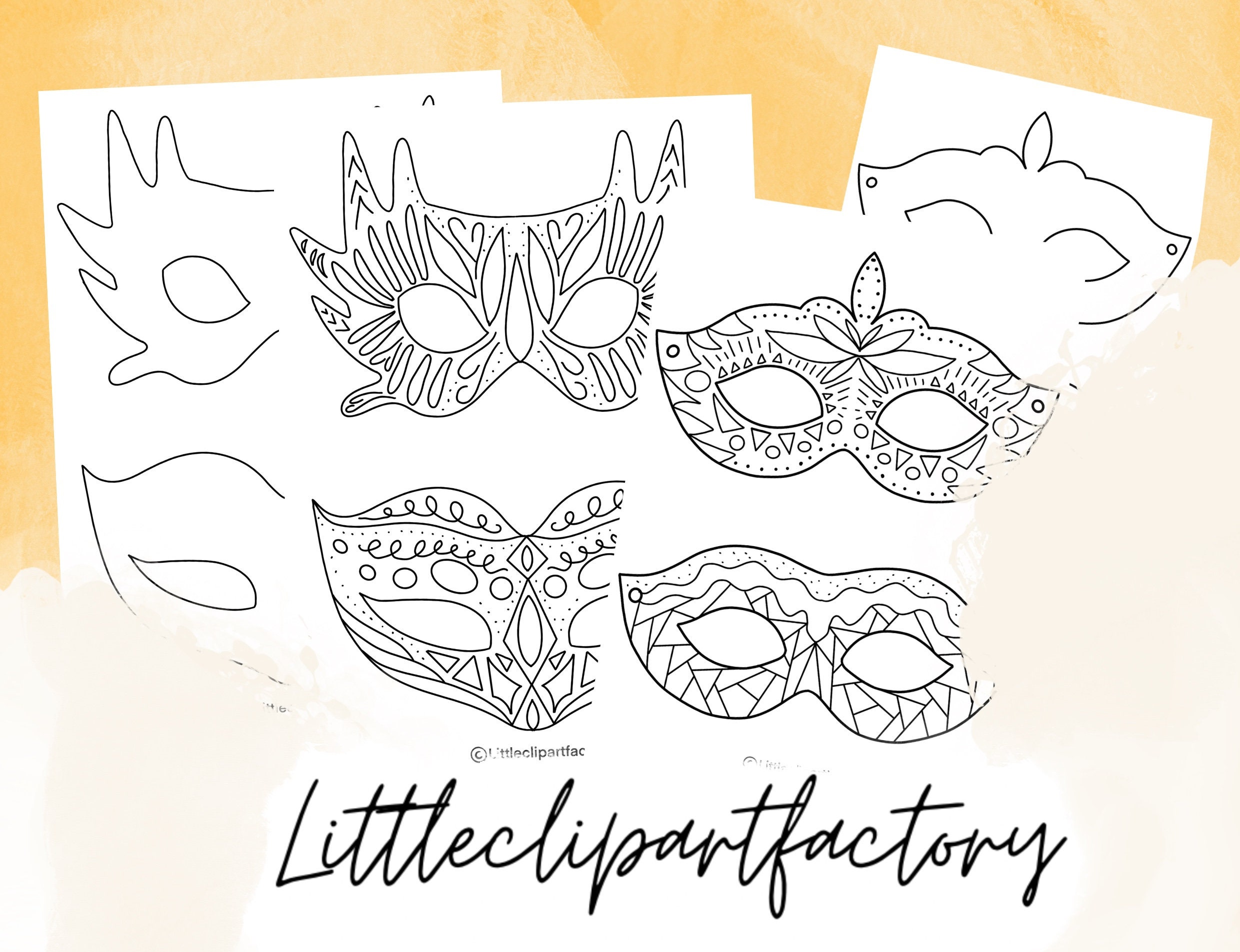 Template Carnival Masks to Color and Design PDF DIY - Etsy