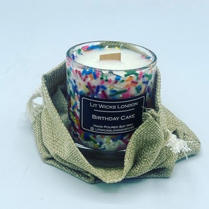 Birthday Cake Candle | Handmade Wooden Wick Soy Wax Vegan Candle | Birthday Candles | Birthday Gift | Sprinkle Candle | Confetti Candle Gift