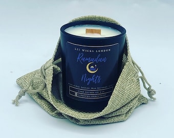 Eid Mubarak Ramadan Mubarak Candle | Handmade Wooden Wick Vegan | 9cl 20cl | Oud | Ramadan Kareem | Eid Gift | Ramadan