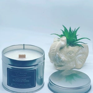 Vintage Buchhandlung Handgemachte Holzdocht Soja Wachs Vegan Kerze | 25cl | 10cl | Buchliebhaber | Bücherwurm | Autor | Leser