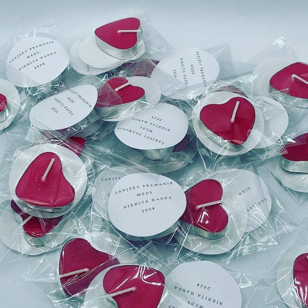 Personalised Tea Lights Favours Vegan Friendly | Handmade | Heart Shape Tea Lights | Circle Tea Lights | Favour Gifts | WeddingFavours | Eid