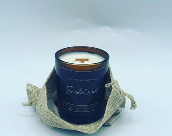 Sandalwood Candle Wooden Wick Soy Wax Vegan Candle | Musk Candles  | Autumn Candles 30cl | 20cl | 9cl