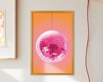 Disco Ball Wall Art, Preppy Room Decor, College Apartment Decor, Maximalist Decor, Aesthetic Poster, Retro Dorm Decor, Printable Wall Art
