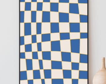 Funky Checker Wall Art, Maximalist Poster, Groovy Print, College Apartment Decor, Indie Dorm Room Decor, Checkered Decor, Printable Wall Art
