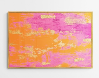 Pink and Orange Abstract Painting, Preppy Dorm Room Decor, College Apartment Decor, Maximalist Wall Art, Aesthetic Print, Printable Wall Art