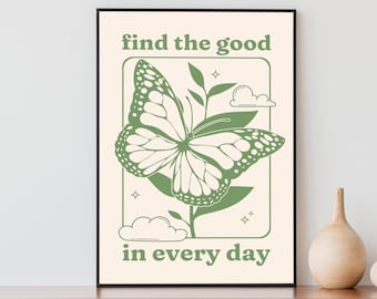 Retro Quote Wall Art, Sage Green Wall Art, Aesthetic Poster, Cute Room Decor, College Apartment Decor, Art Prints, Printable Wall Art