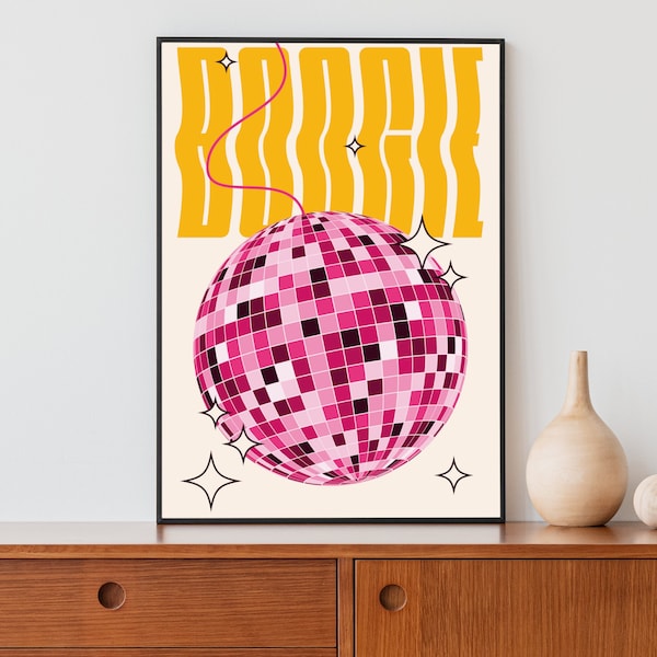 Disco Ball Decor, Dance Wall Art, Fun Home Decor, Preppy Room Decor, Funky College Apartment Decor, Groovy Wall Decor, Printable Wall Art