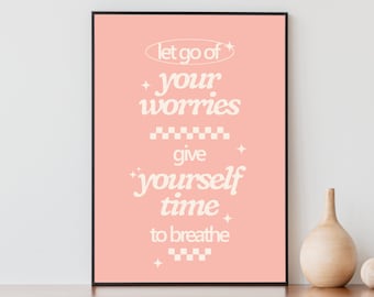 Retro Quote Kunst aan de muur, Esthetische kunst aan de muur, Preppy Kamer Decor, College Appartement Decor, Y2K Decor, Blush Roze Art Print, Afdrukbare Wall Art