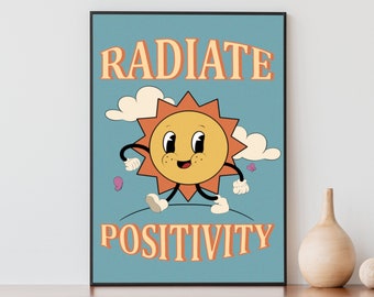 Retro Wall Art, Quote Wall Print, Affirmation Wall Art, Sun Wall Art, 70s Decor, Digital Download