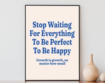 Retro Quote Wall Art, Blue Wall Decor, Aesthetic Poster, College Apartment Decor, Y2K Room Decor, Motivational Art Print, Printable Wall Art