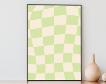 Arte de pared de cuadros, decoración a cuadros, arte de pared moderno, decoración moderna, arte de pared verde salvia, impresión retro, decoración de apartamentos, arte de pared imprimible