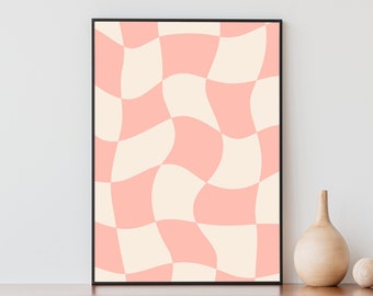 Checkered Decor, Aesthetic Wall Art, Groovy Decor, Funky Wall Art, Pink Wall Art, Apartment Decor, Art Prints, Printable Wall Art