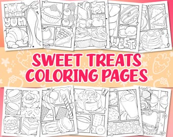 Dessert Coloring Pages, Sweet Treats Coloring Book, Cute Coloring Pages for Adults, Preppy Coloring Pages, Cozy Printables, Instant Download