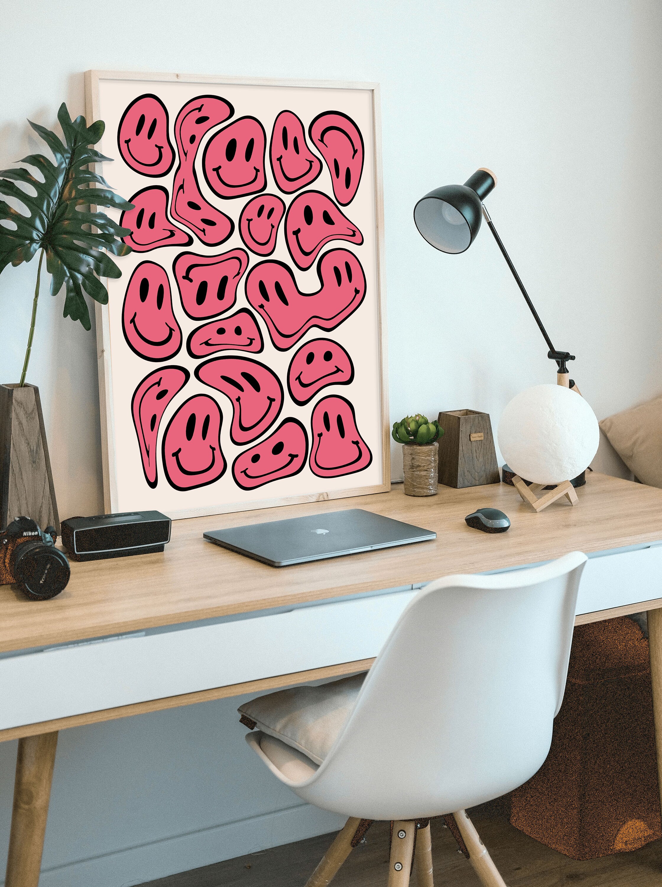 Smiley Face Wall Art, Indie Room Decor, Preppy Room Decor, Aesthetic ...