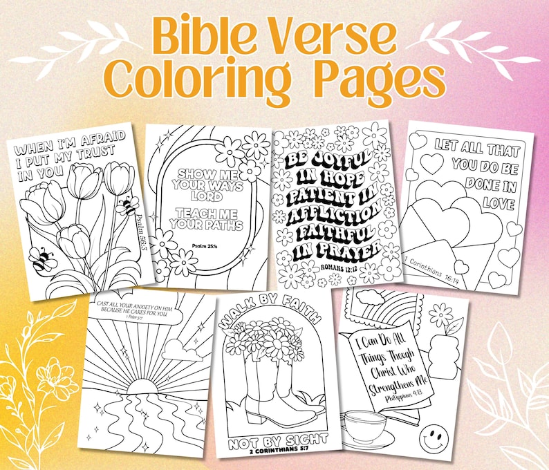 Bible Verse Coloring Pages, Faith Based Digital Coloring Book