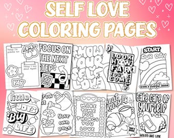 Self Love Coloring Pages, Growth Coloring Book, Self Care Printable Coloring Pages, Mental Health Coloring Pages, Positive Affirmations