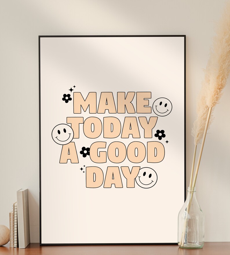 Cute Room Decor Aesthetic Poster Quote Wall Art Smiley Face Etsy