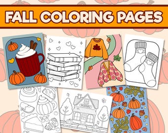 Fall Coloring Pages, Cute Coloring Sheets, Cozy Autumn Coloring Book, Pumpkin Spice Coloring, Printable Coloring Pages for Adults and Teens