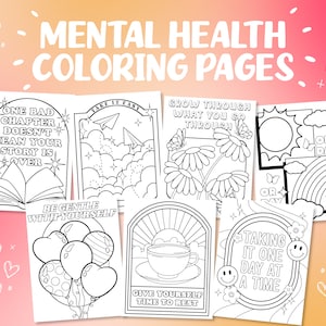 Páginas para colorear de mensajes conscientes, Libro para colorear digital positivo, Páginas para colorear imprimibles para adultos y niños, Páginas para colorear de salud mental