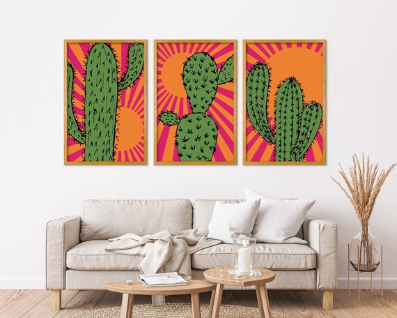 Cactus Wall Art Set of 3, Desert Decor, Southwestern Decor, College  Apartment Decor, Maximalist Western Decor, Abstract Printable Wall Art -  Etsy