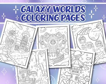 Galaxy Coloring Pages, Fantasy Coloring Book, Celestial Coloring Pages, Planet-Themed Coloring Sheet, Magical Printable Adult Coloring Pages
