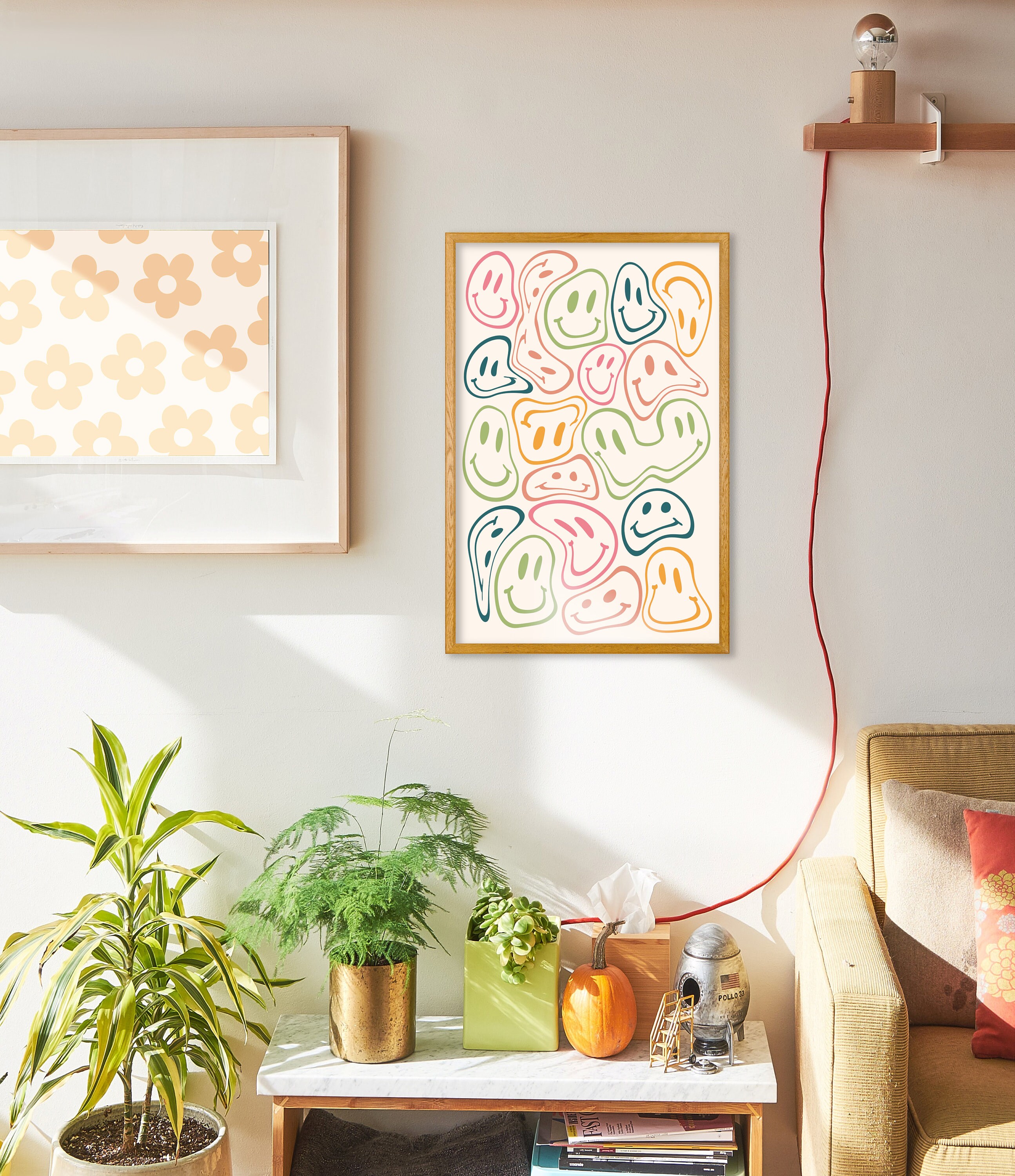 Smiley Face Wall Art Retro Print Indie Room Decor Funky - Etsy