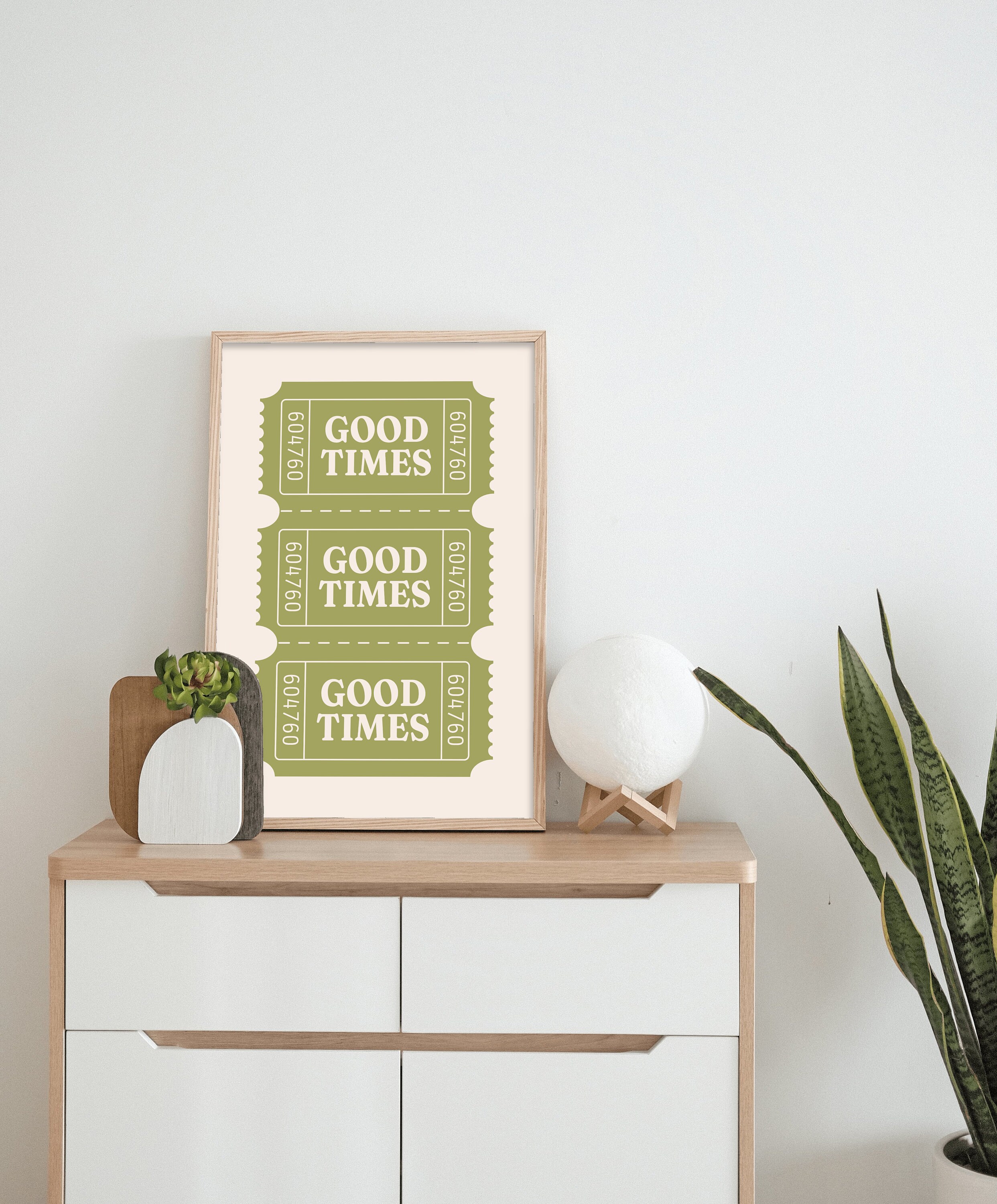 Retro Good Time Retro Good Times Ticket Wall Art, Sage Green Wall Art, Aesthetic Poster ...