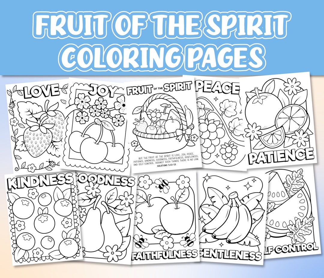 Fruit of the Spirit Coloring Pages, Bible Verse Worksheets, Faith Based