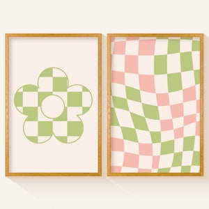 Checkered Decor, Preppy Room Decor, Aesthetic Room Decor, Funky Wall Art, Sage Green Wall Art, College Apartment Decor, Printable Wall Art