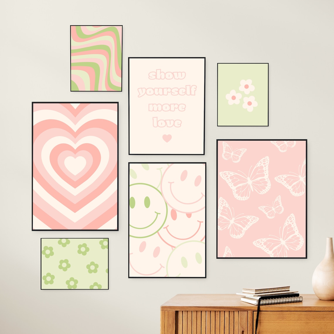 Danish Pastel Room Decor Preppy Room Decor Groovy Wall Art - Etsy
