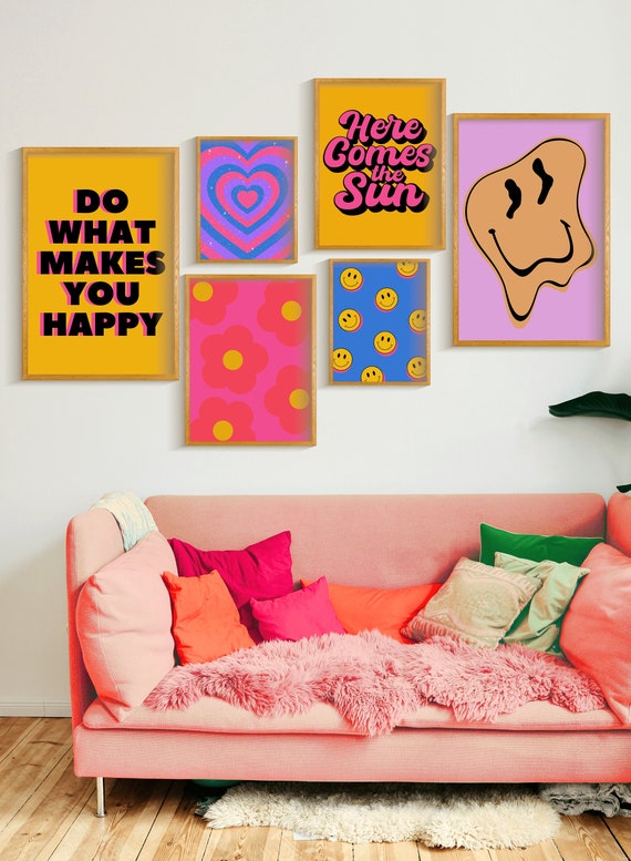 Indie Zimmer Dekor, Galerie Wand Set, Funky Wall Art, Groovy Wall Art, Y2K  Raum Dekor, Digitaler Download, druckbare Wandkunst - .de