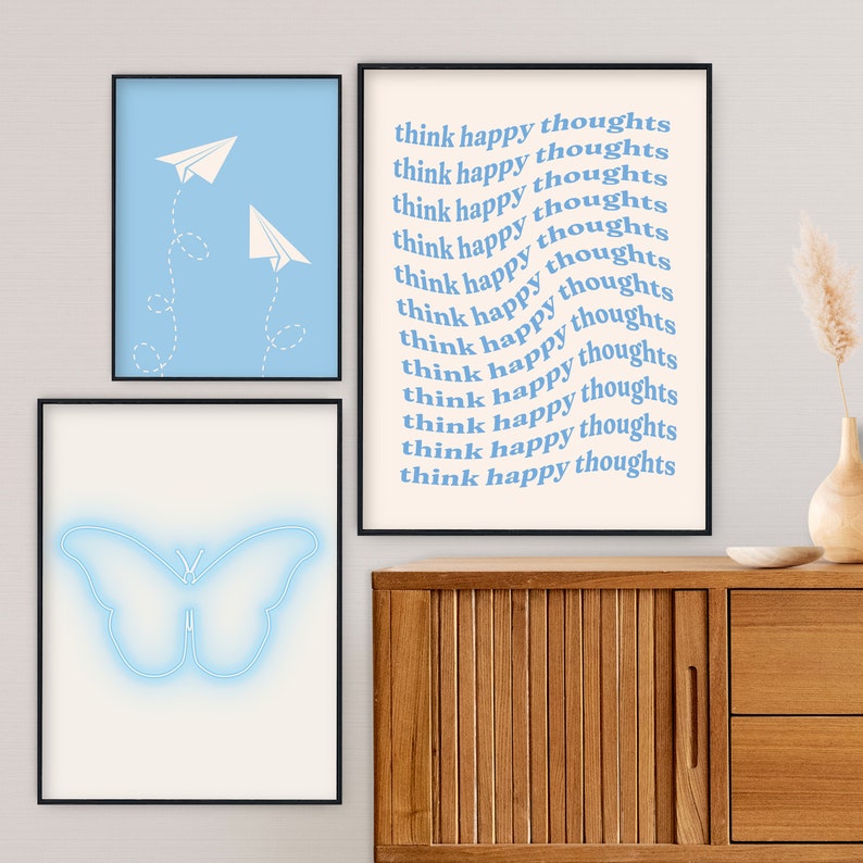 Blue Wall Decor, Aesthetic Posters, Cute Room Decor, Danish Pastel