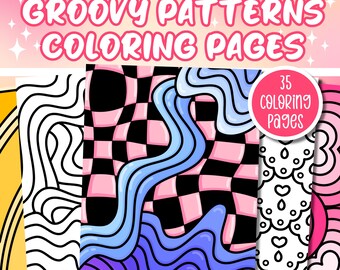 Groovy Patterns Coloring Book, Abstract Pattern Coloring Pages, Relaxing Digital Download, Printable Coloring Pages for Adults and Kids