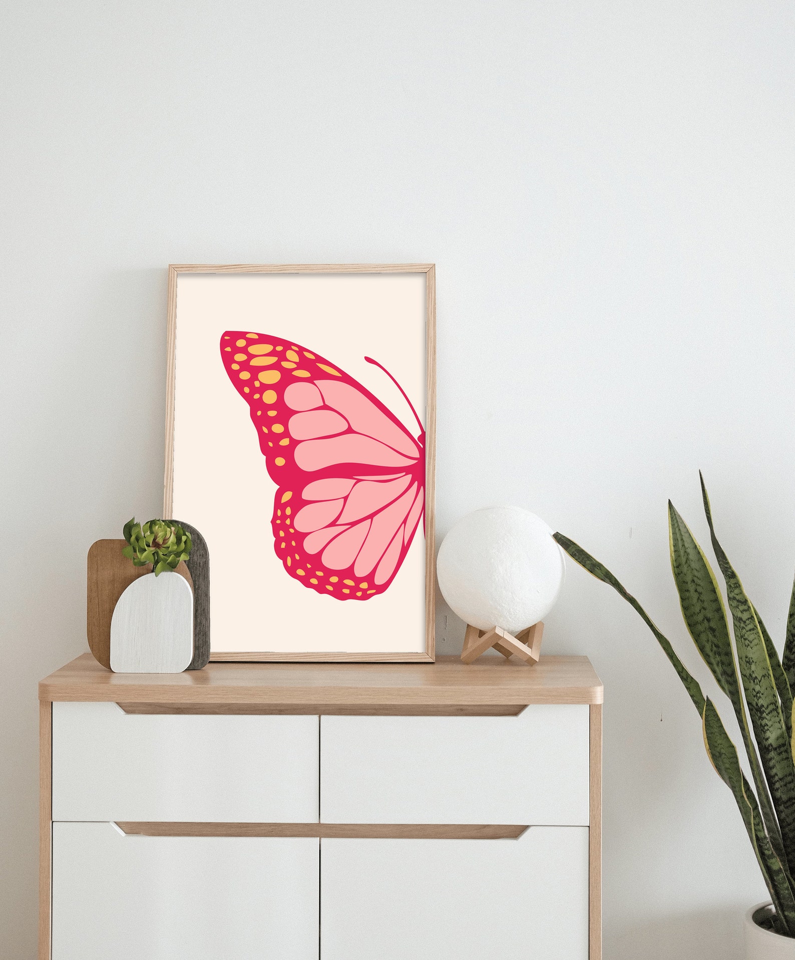 Pink Butterfly Wall Art Set of 2, Preppy Wall Art, Aesthetic Room Decor