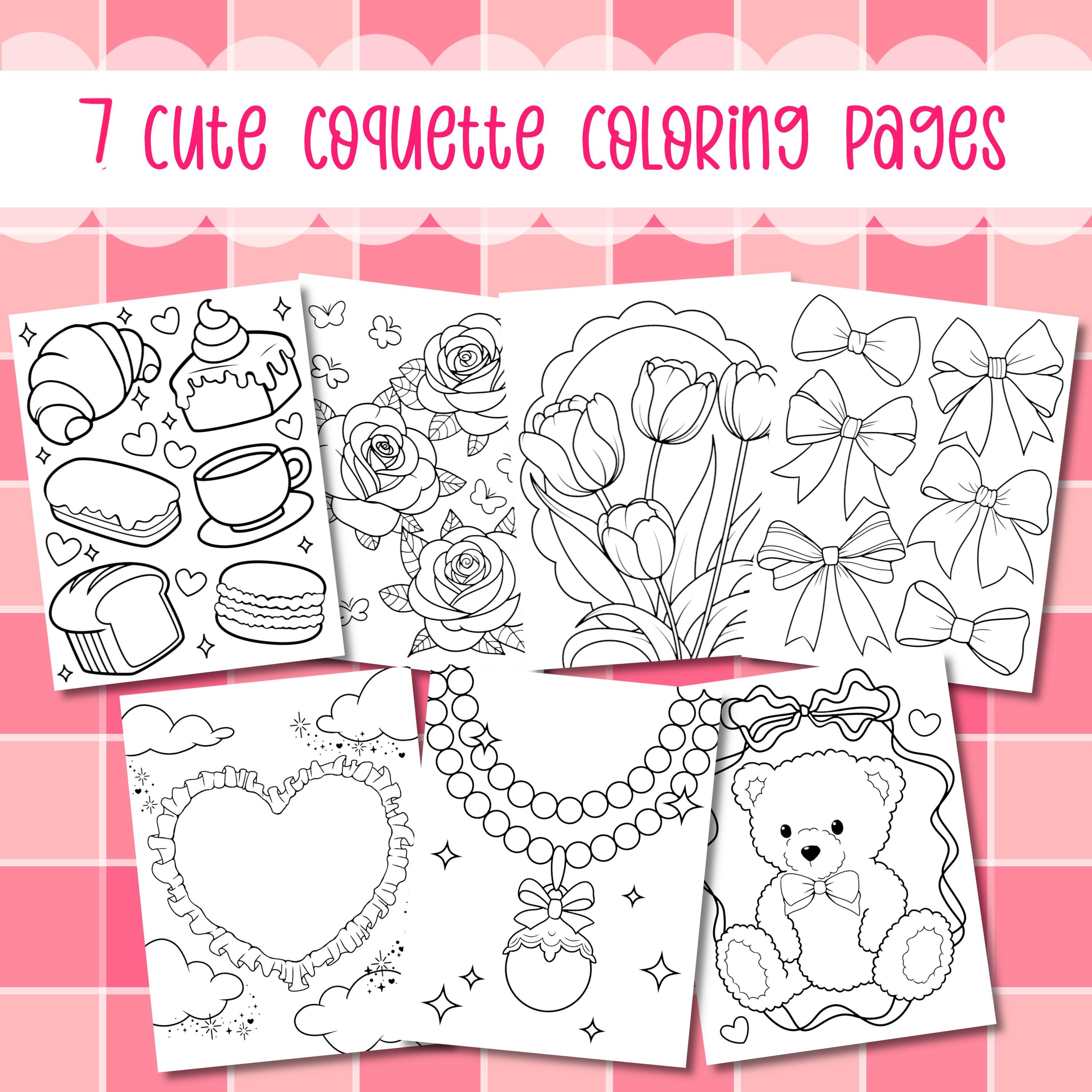 Coquette Coloring Pages, Cute and Girly Coloring Pages, Preppy