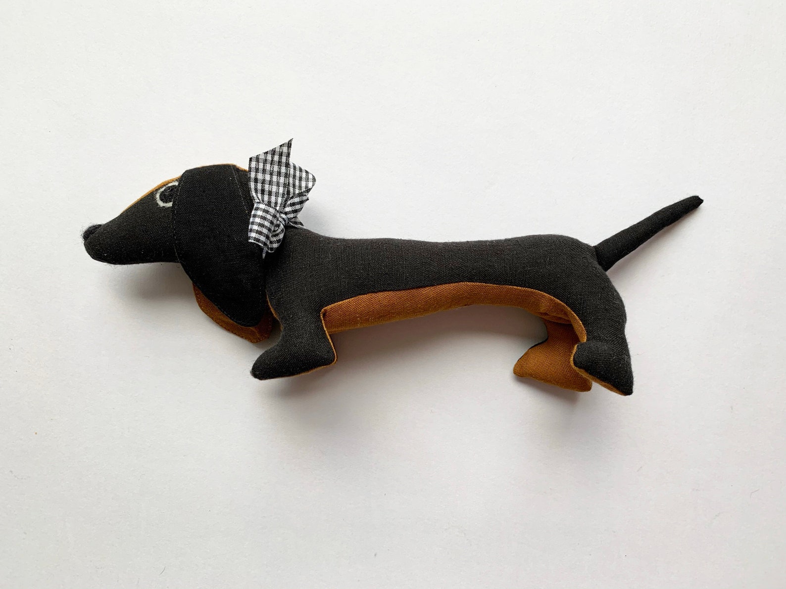 Sausage Dog Plushie Handmade Toy Animal Natural Linen Allergy Friendly