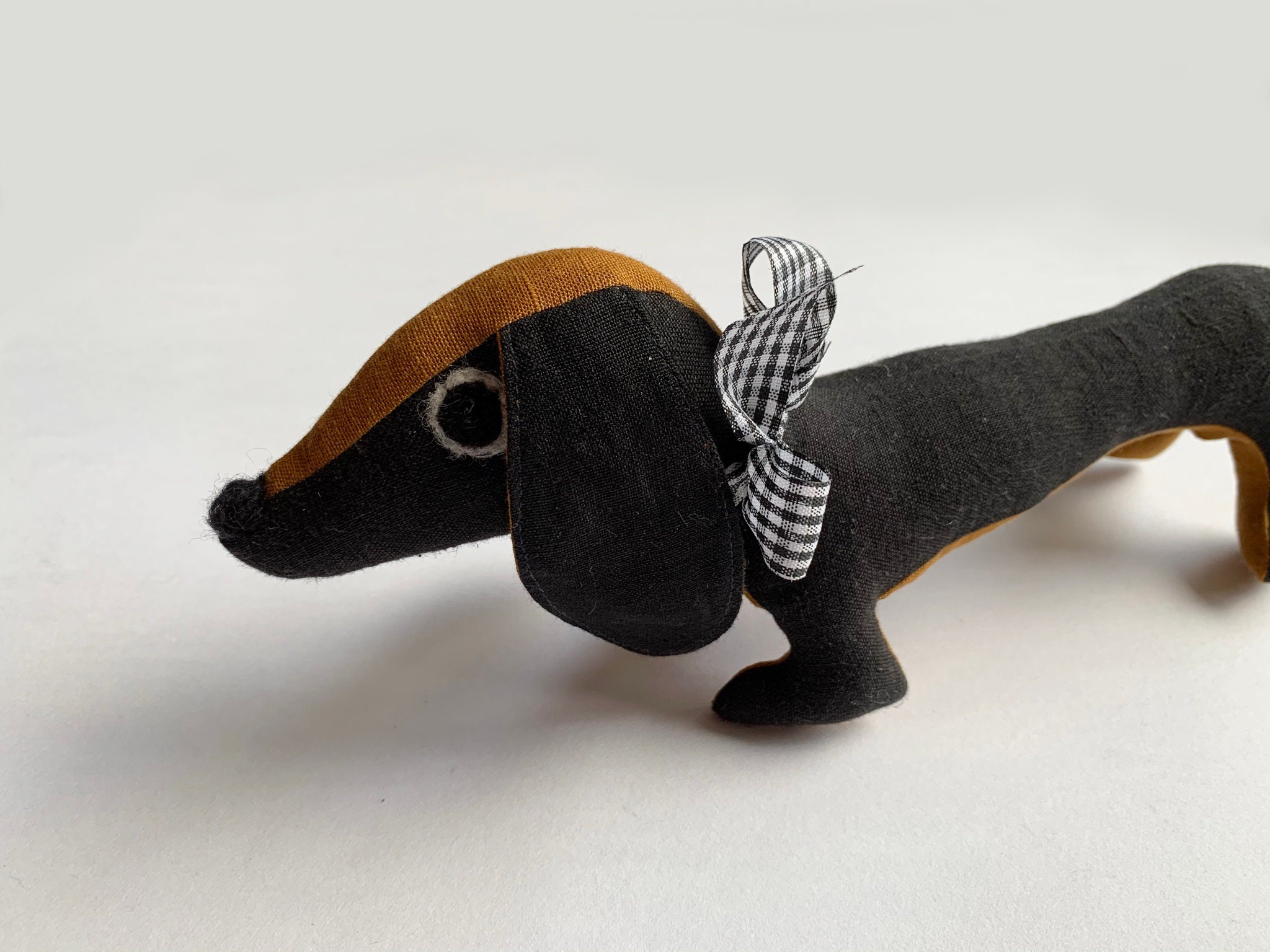 Sausage Dog Plushie Handmade Toy Animal Natural Linen Allergy Friendly