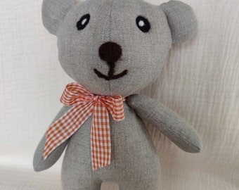 Bear Plushie  - Handmade Toy - Animal - Natural linen - Allergy friendly toy - Kids Gift - Nursery décor - Baby shower