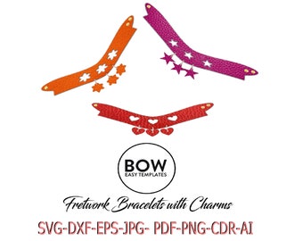 Archivos digitales SVG de pulseras, plantillas de cuero sintético para Cricut y Silhouette.
