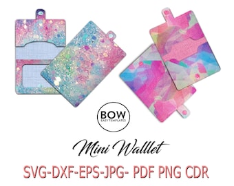Mini double wallet, SVG template, purse for cards, and money template PDF