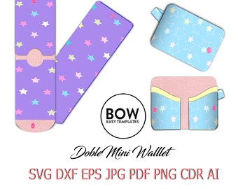 SVG Bifold Card Wallet - Plantilla - Simple Wallet - Card wallet Svg - Bi-fold Wallet - Vertical Wallet - Cutting - & Key chanel  Pattern