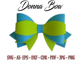 SVG de lazo doble y clásico, plantilla de lazo, lazo para el cabello, archivo Eps, archivos Dxf, SVG de lazo, archivo SVG de doble cola, archivo SVG de lazo para Cricut,