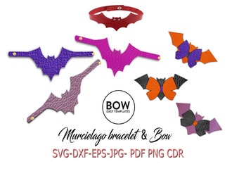 leather bat bracelet digital files, and hair bow svg file