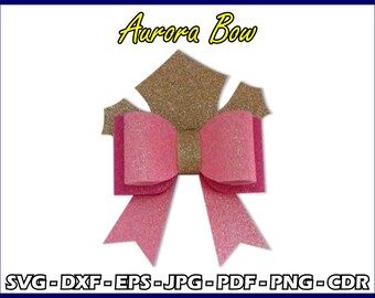 Lazo SVG de la Princesa Aurora, Lazo SVG de la Corona, Lazo de Princesa Clásico, Hermosa Plantilla SVG de Princesa