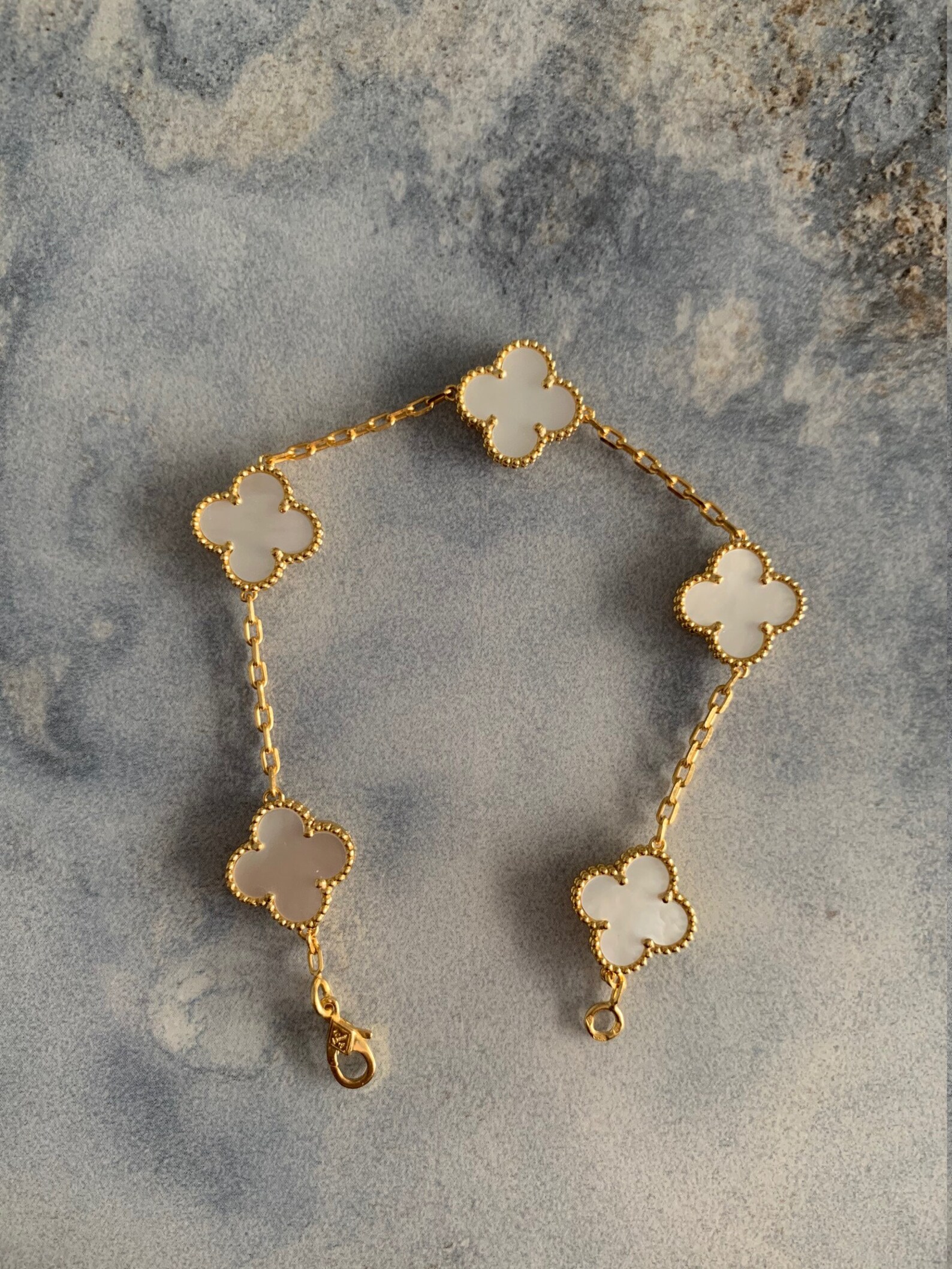 Clover Bracelets 18k gold plated Mother of Pearl Malachite Etsy