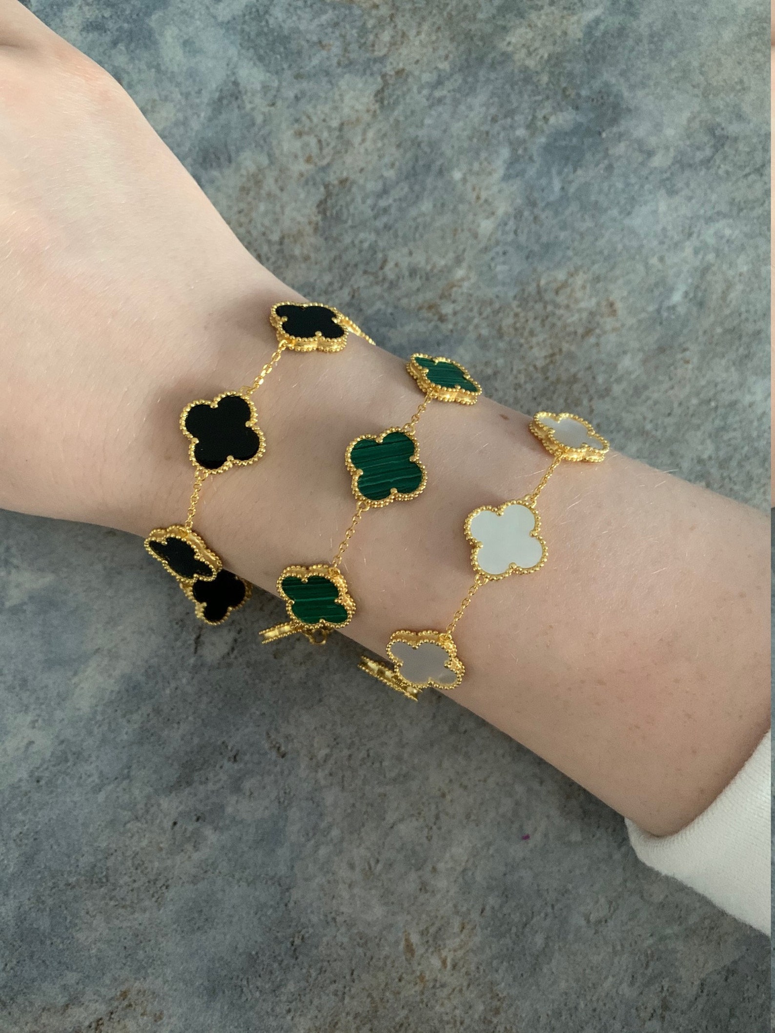 5 pulseras de trébol 925 plata 18k chapado en oro Madre de Etsy