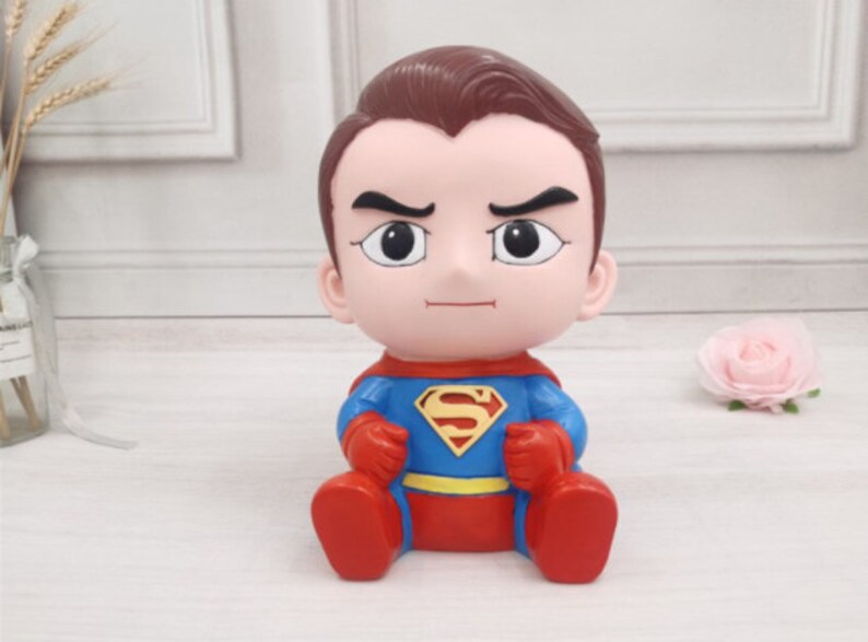 Cute Superhero Piggy Bank for Kids, Superman, Spiderman, Captain